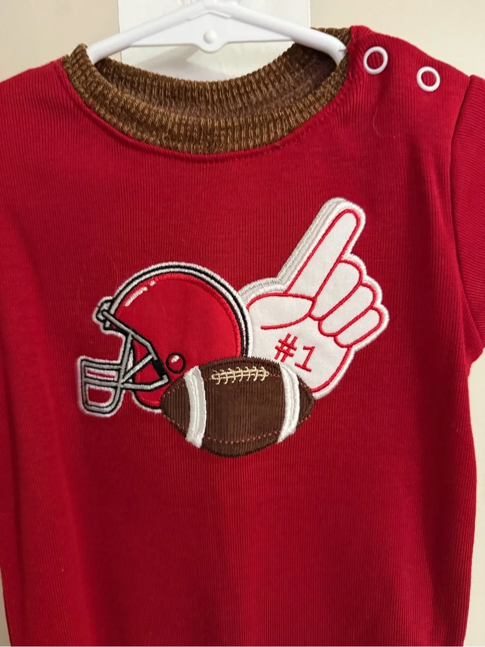 NWT Ricrac & Ruffles Football Romper